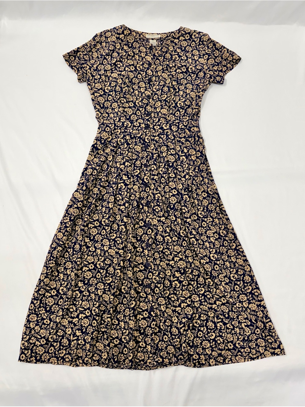 Liz Claiborne Navy Floral Midi Dress w/ Pockets